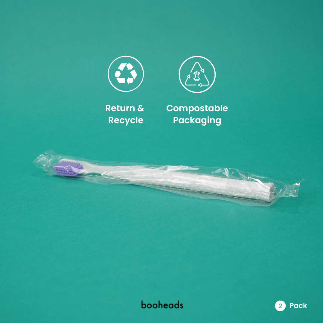 Toothbrush - Biodegradable | Aqua & Purple | Pack of 2